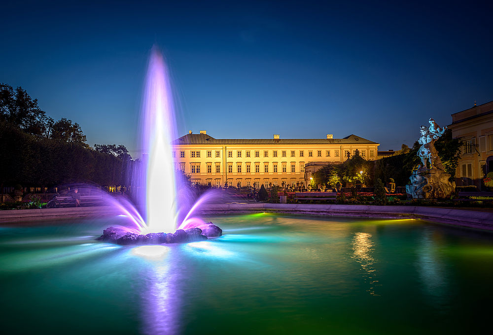 Mirabell palace in Salzburg at night